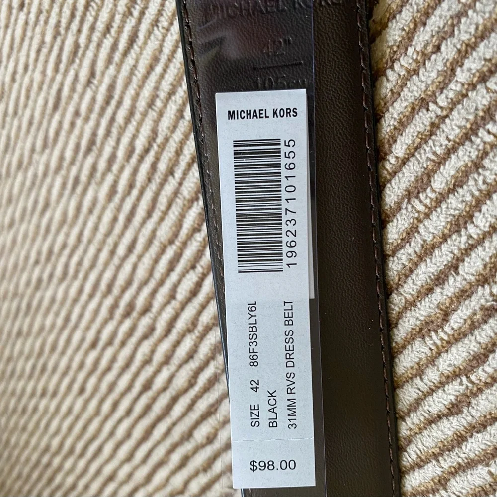 NWT Men’s MK Michael Kors Leather Belt Reversible Saffiano & Smooth Size 42